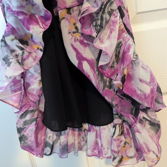 Adrianna Papell Pink and Black Floral Midi Dress - Picture 6 of 9